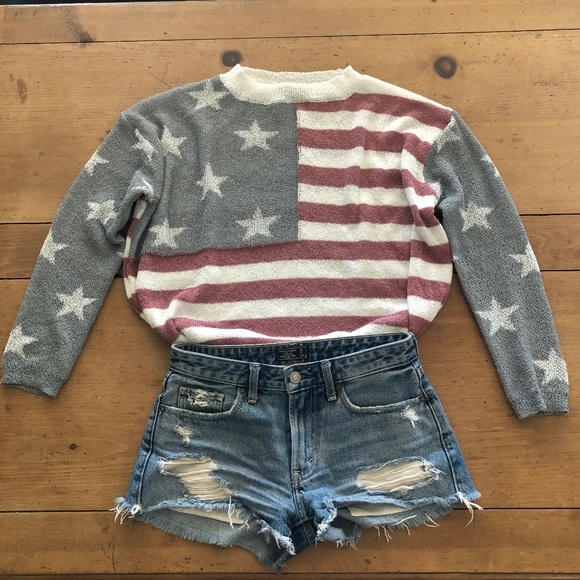 American Flag Sweater Vintage Colors - Picture 1 of 5